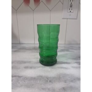 Anchor Hocking Forest Green Flat Tumbler, Wave Ridge Glass, 9 oz Water Glass